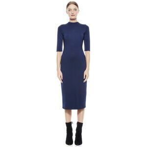 Alice + Olivia Delora Midi Dress Navy Bodycon Size 0